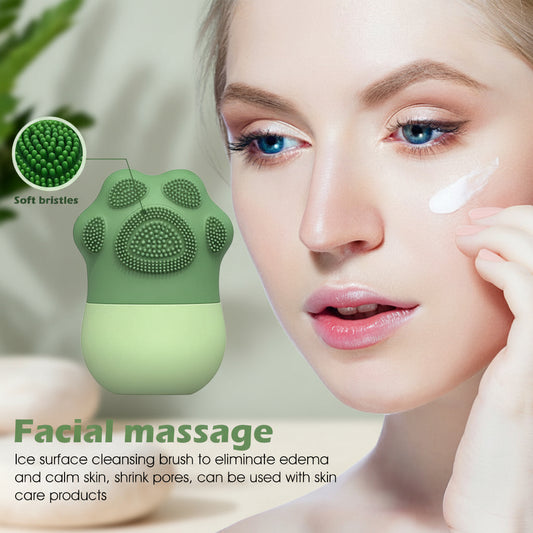 7234 Ice Roller For Face Massage  Eye Anti-leak Silicone Ice Face Roller Ice Mould With Cleansing Brush Ice Facial Roller For Eliminate Edema  Calm Skin Shrink Pore Women Skin Care