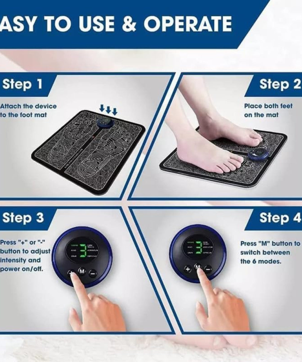 EMS Foot Massager Mat - Portable Electric Reflexology Pad with Remote