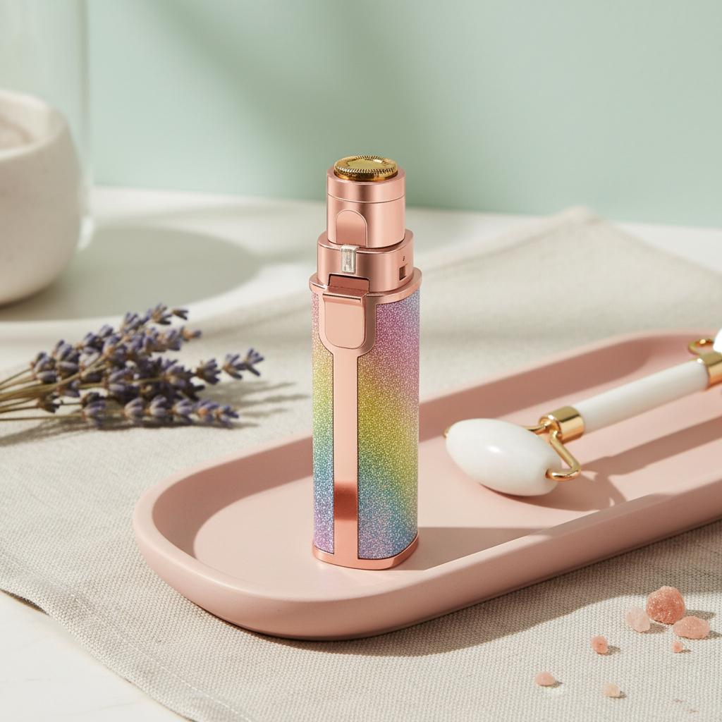 Rose Gold Hair Remover on Wellness Background