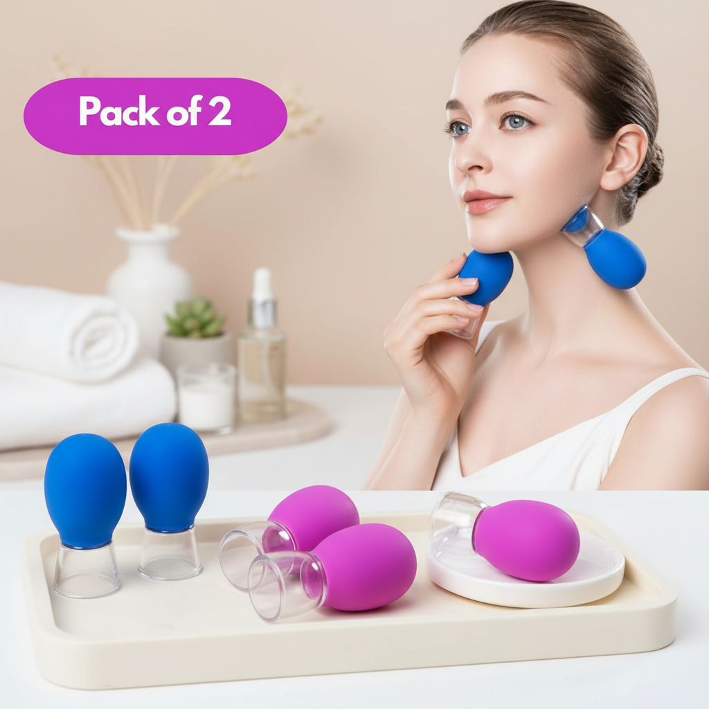 Vacuum cupping massage cups with wellness background